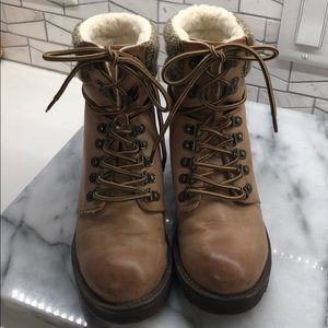 Mia Brown Lace Up Snow Boots